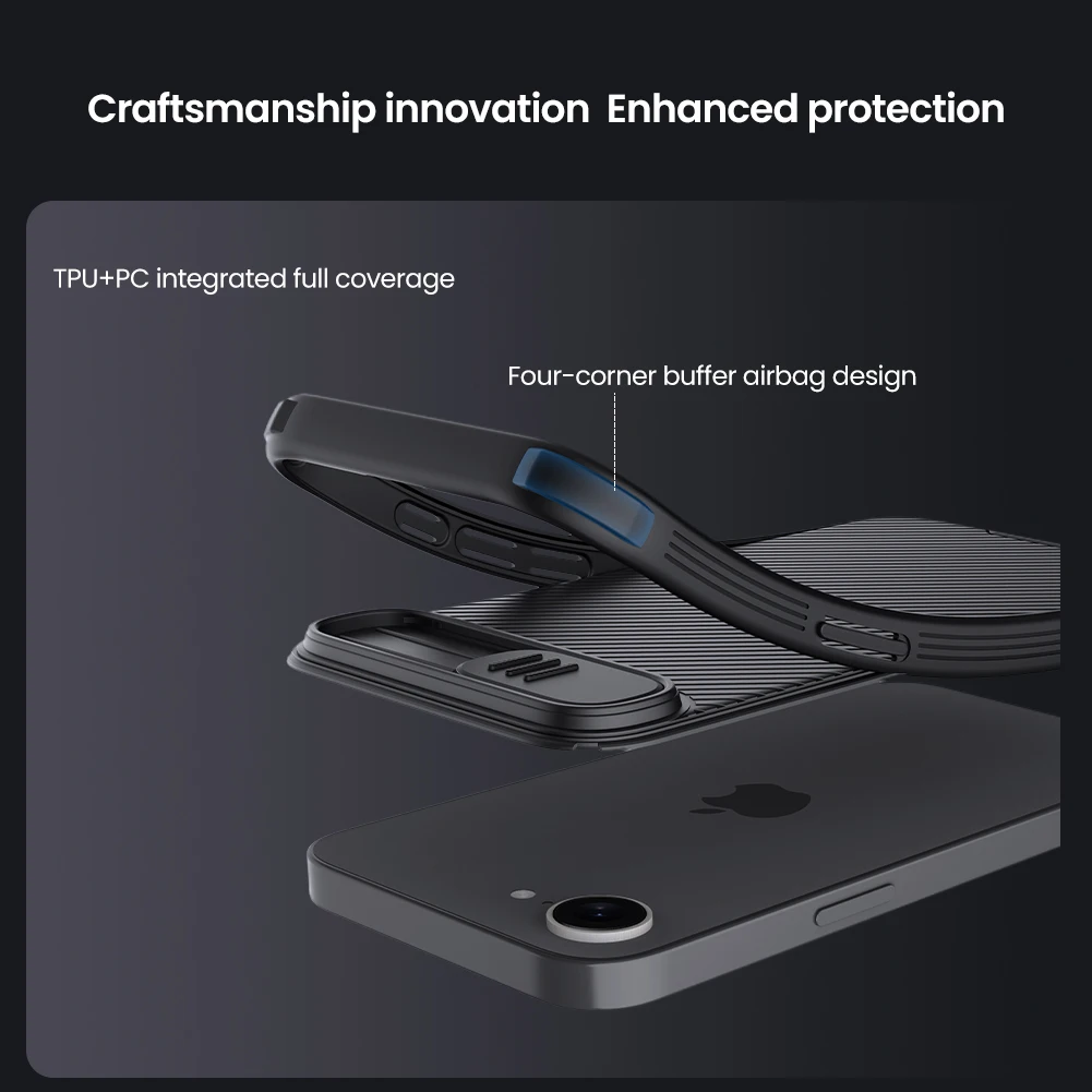 NILLKIN For iPhone 16e Case Back Cover Camshield Pro Lens Protection Bumper Camera Slide Protection