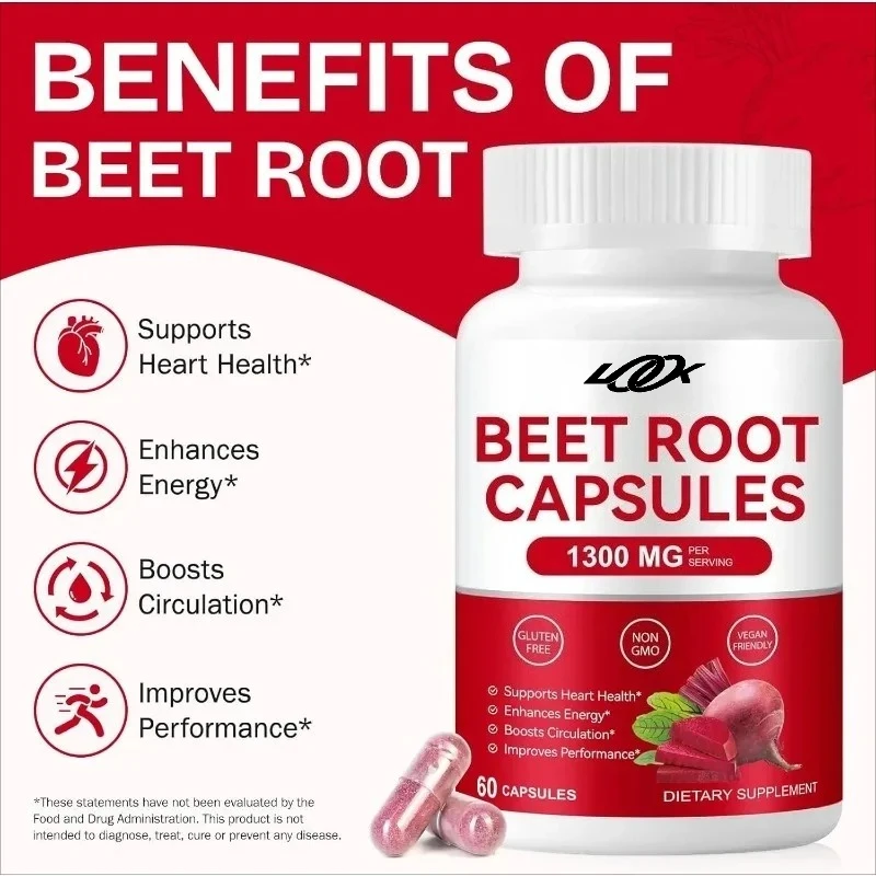 

Органические капсулы Beetroot, содержащие здоровье фруктов боярышника - 60 капсул