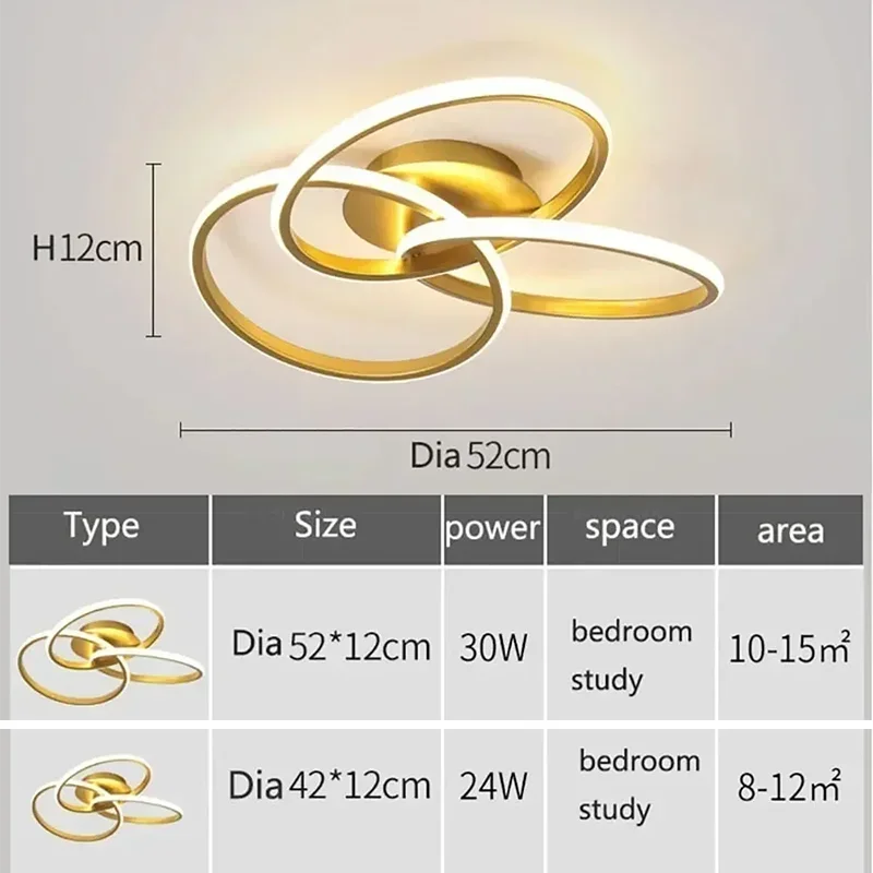 Household LED Chandelier Three Colors Lamp Modern Style Ceiling Lamp Bedroom Light Surface Installation 220v Dining Room Lamp