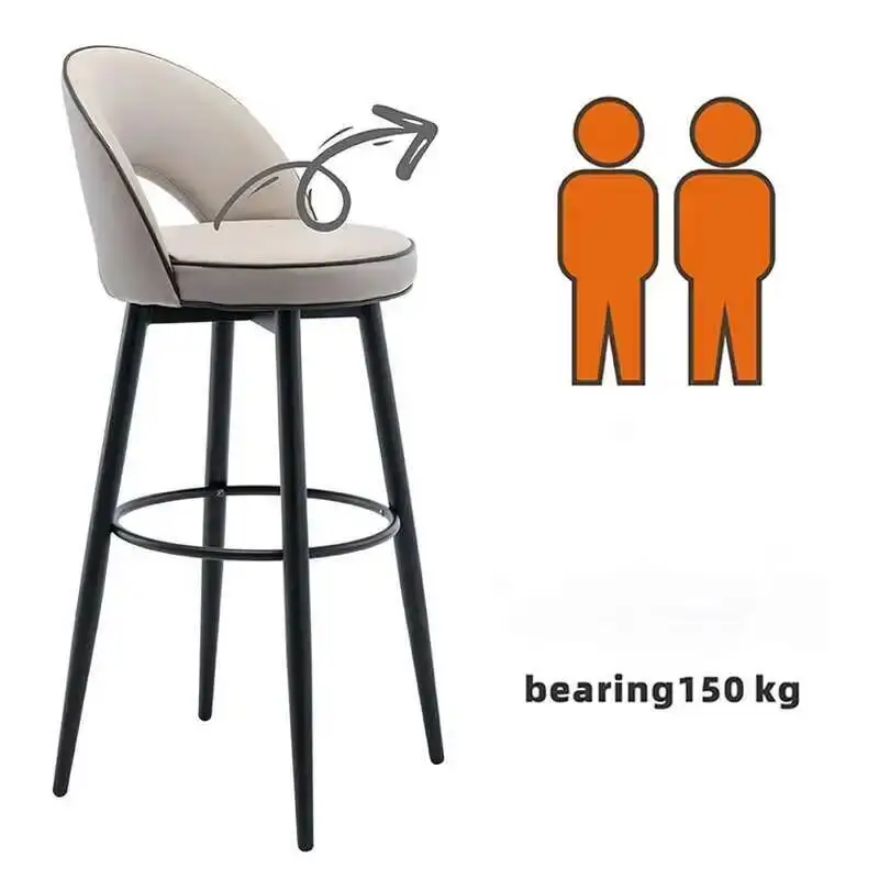 

High Home Stool Rotating Island Table Dining Chair Bar Hotel Front Desk Light Luxury Backrest Bar Chair Nordic Table Luxury