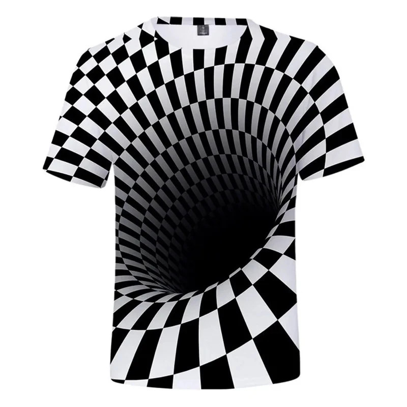 Summer New Men's Clothing Fashionable and Personalized 3D Print Pattern Spiral Color T-shirt Plus Size Casual and Comfortable
