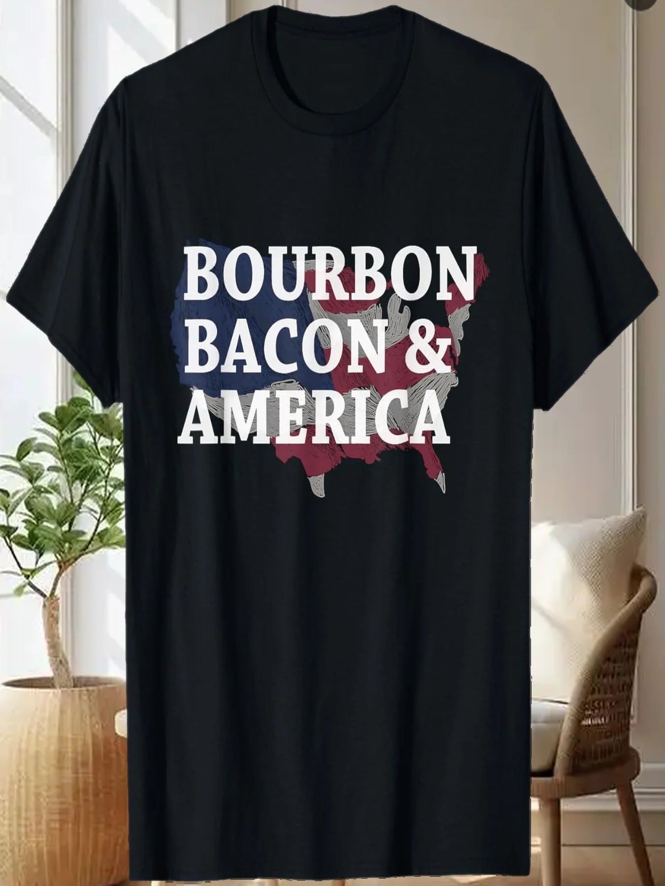 

Bourbon Bacon And America T-Shirt - Whiskey Lovers Gift T-Shirt