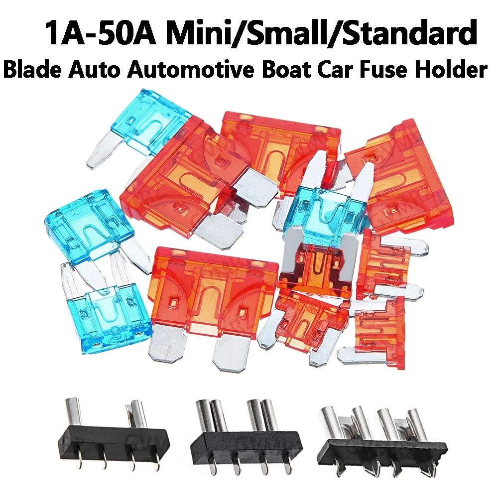 5Set 1A-50A 7.5A Small Blade Auto Automotive Boat Car Fuse Holder PCB Board Standard Mini Micro 32V For PCB Board Safety Clip