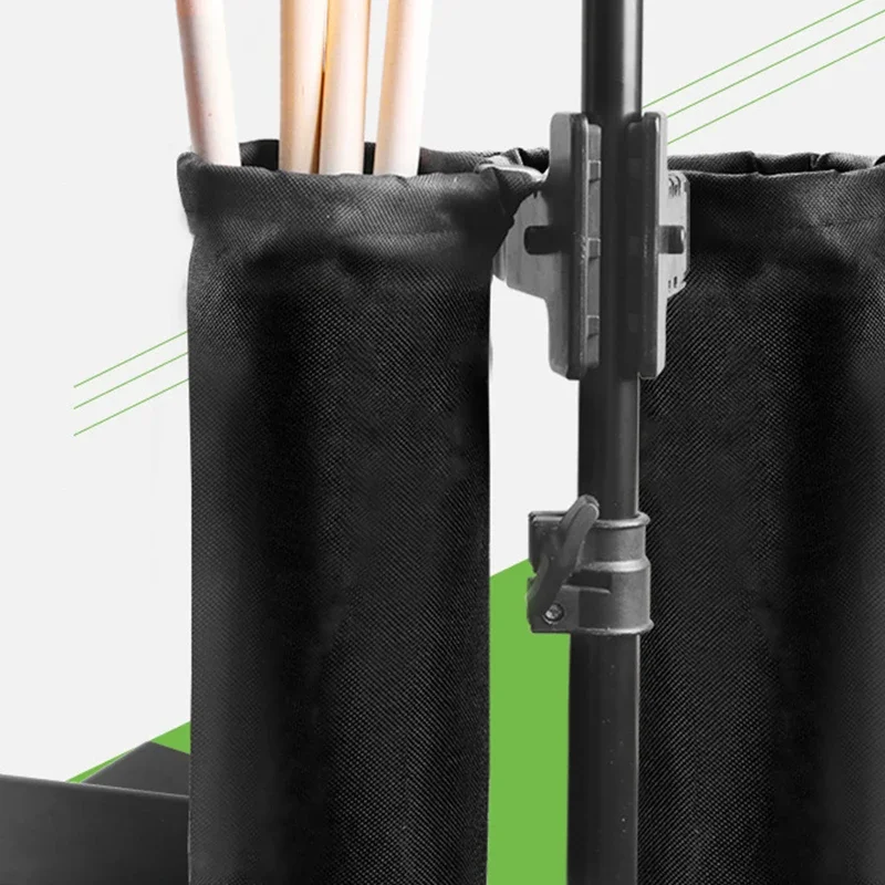 Drumstick Holder Large Capacity Oxford Fabric/ABS Empty Drum Stick Storage Bag Set Clip on Container for Cymbal/Drum Sticks