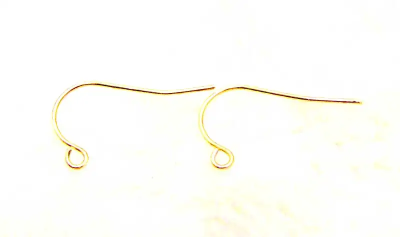 Qingmos 1 Pair (2 Pieces) 0.4*12mm 14K Solid Yellow Gold Earring Finding Ear Wire Hook for Jewelry Making DIY Earring Gp188