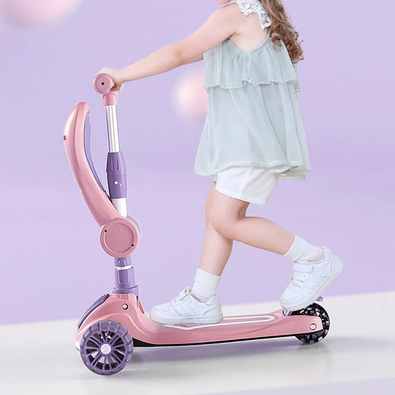 Crianças kick scooter dobrável skate crianças ajustável altura piscando luz 3 rodas pé scooters menino menina scooter presentes