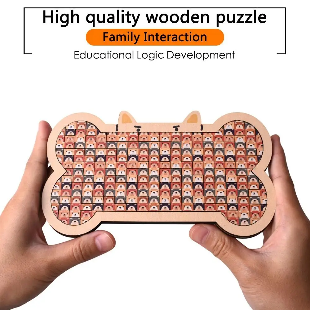 الإبداعية الكرتون القط على شكل لغز لغز خشبي خشبي بازل قطع الحيوان مكدسة لغز بازل قطع الزخرفية #5