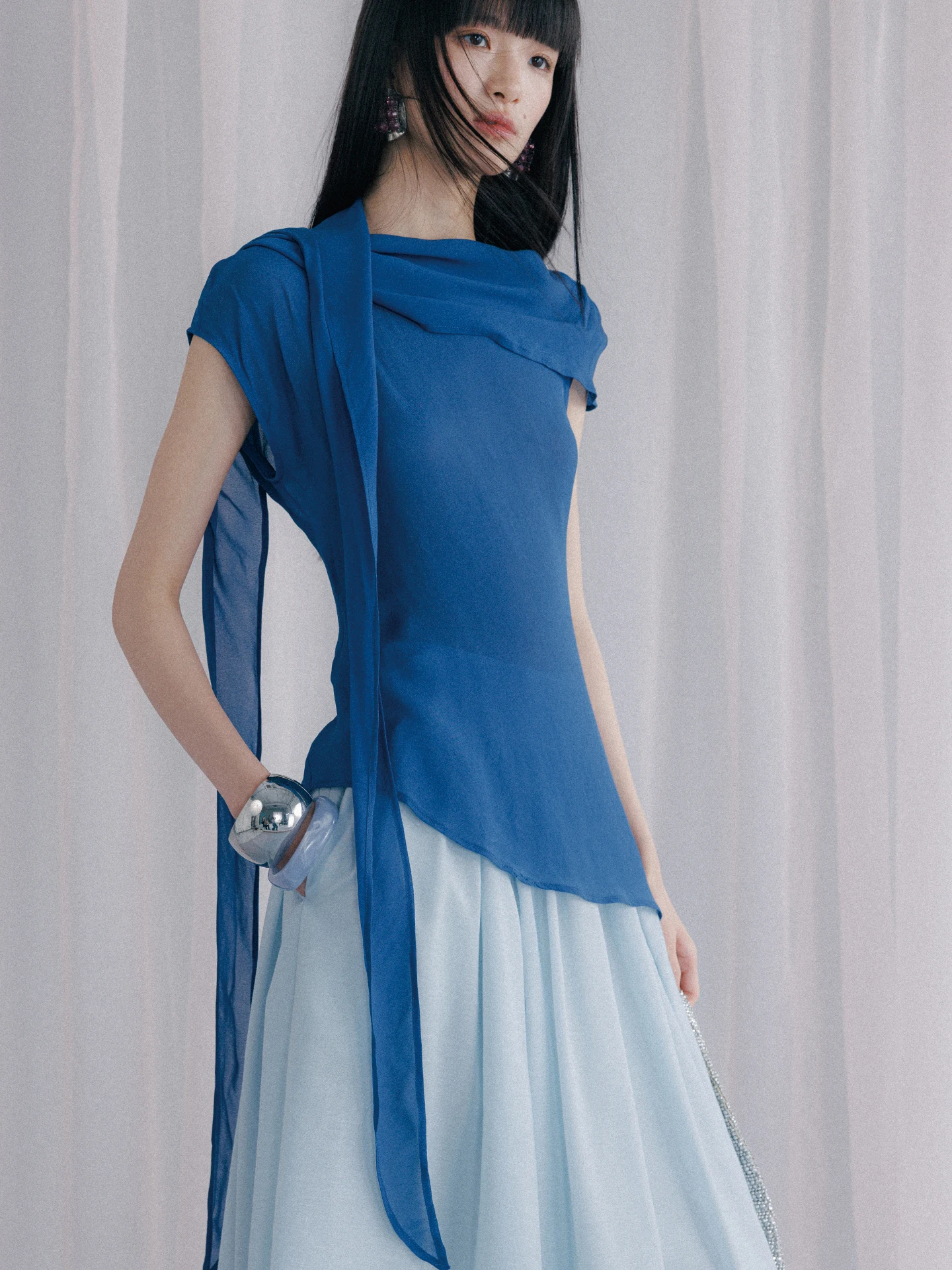 

Original Design Sensation Fairy Short Sleeve Shirt 100% Silk Three Ways to Wear Elegant Style Asymmetrical Binding Chinese Pr...