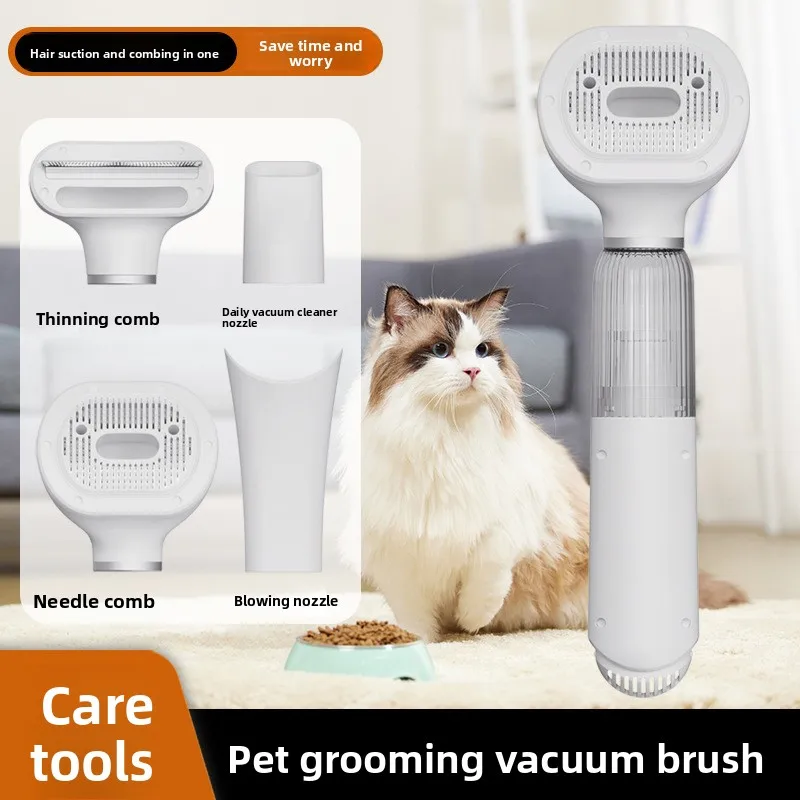 Wireless Pet Grooming Vacuum 4 in 1 Blow Suction Comb Deshedding Brush Low Noise Rechargeable For Cats Dogs Home Car Use