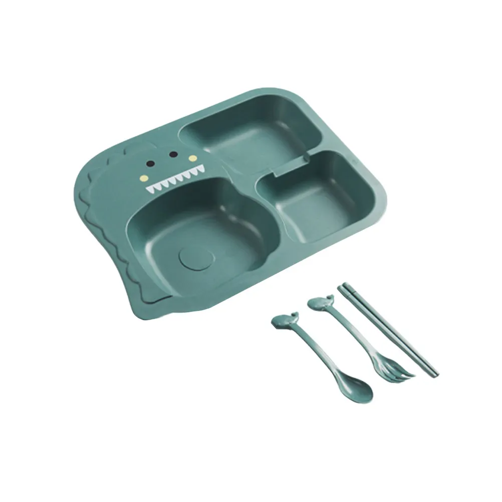 Baby Dinnerware Set Infant Plate Spoon Fork Chopsticks Self Feeding Tableware Hand Eye Coordination
