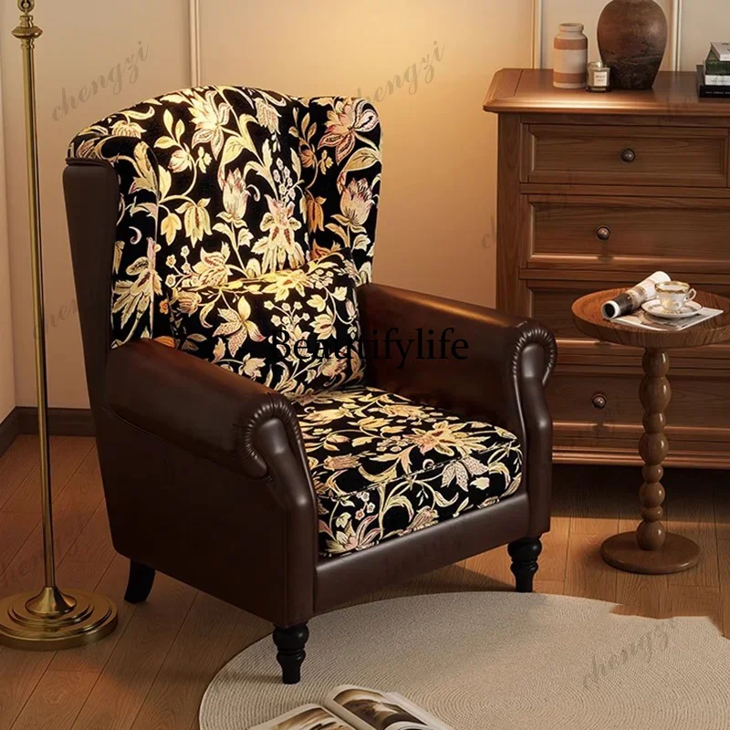 A68Chaises de Salon en bois Vintage en cuir, confortables, de styliste, pour Salon, lecture, maquillage, mobilier de bureau