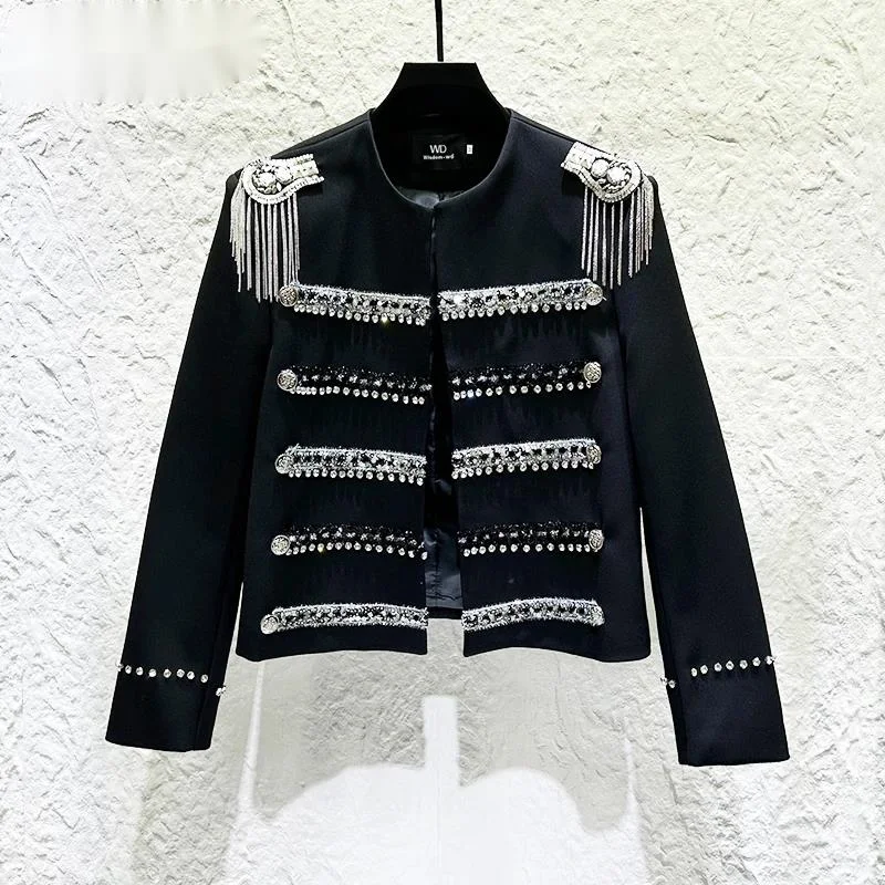 Personalized Fashion Male Jacket Coat Trend Decorative Long Sleeve Round Neck Cardigan Outerwear Autumn New Clothes SD45