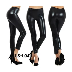 S-XL Women Black Pvc Leggings Wet Look PVC leather Slim Trouser Pants