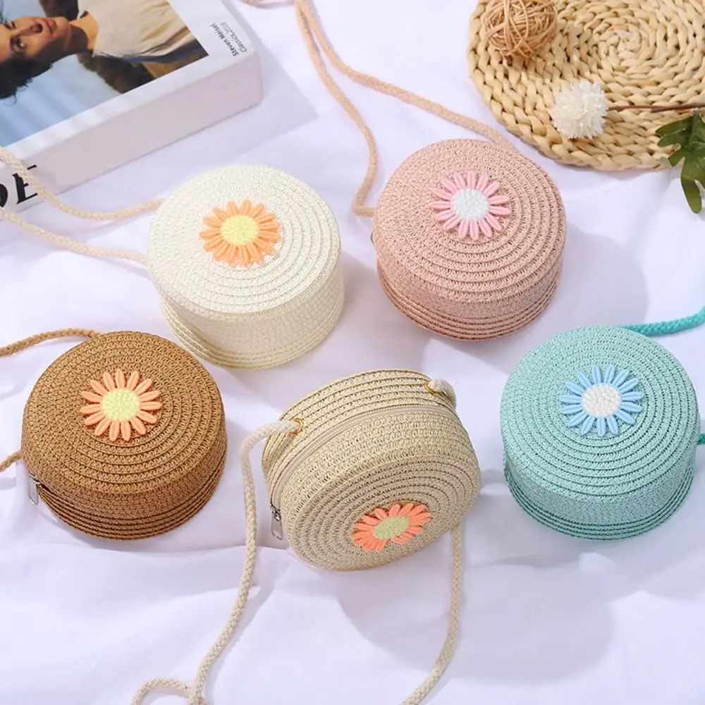 Shell Shape Straw Bag Coin Purse Handmade Rattan Woven Summer Beach Bag Handbag Kid Children