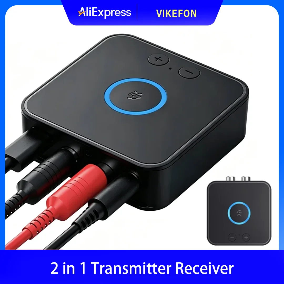 Bluetooth 6.0 2-in-1 Sender-Empfänger 3,5mm AUX RCA Kabelloser Audio-Adapter Dual-Pairing BT-Konverter für TV Auto Zuhause