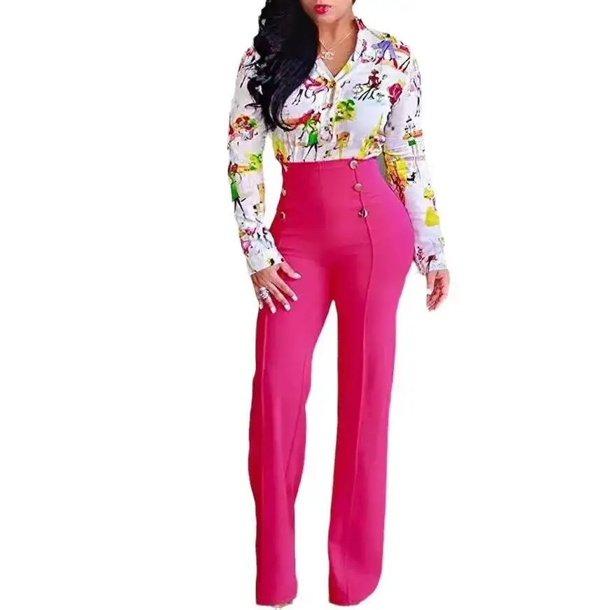 Women's Fashion 2025 Slim Fit Personality Double-breasted Flared Pants with Slight Stretch and Color Options