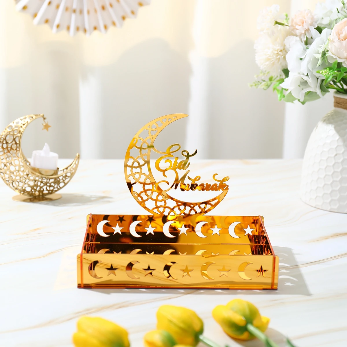 Eid Mubarak Candy Snack Jar Ramadan Kareem Decorations For Home 2025 Islamic Muslim Eid Al-Fitr Party Supplies Star Moon Tray