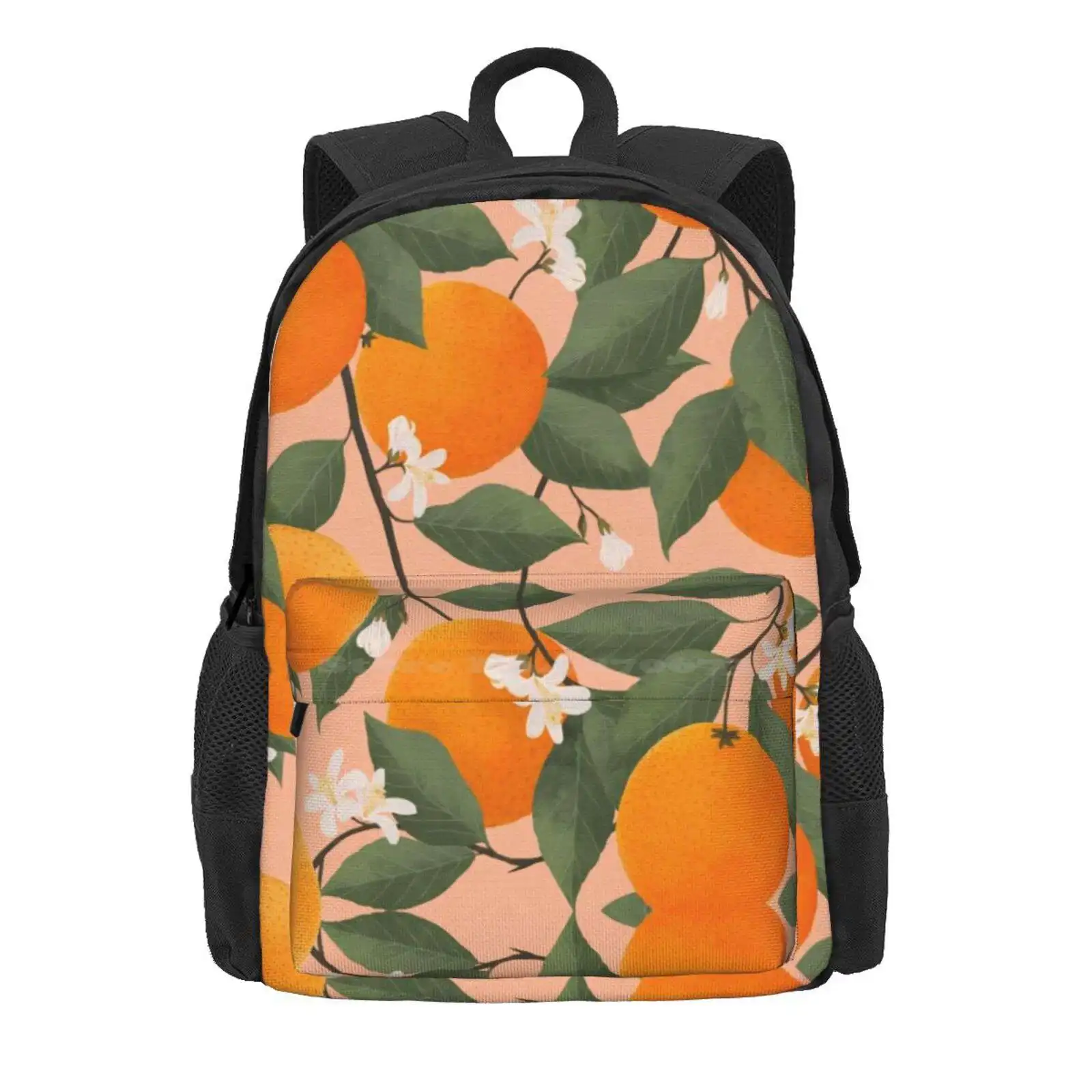 Fresh Citrus Hot Sale Schoolbag Backpack Fashion Bags Pattern Gouache Pop Art Vintage Retro Boho Oranges Tropical Leaves Fruit