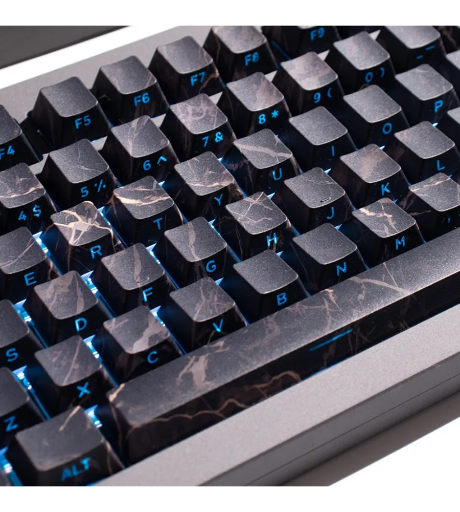 Black Marble side-through 131-key mechanical keyboard keycap PBT five-sided hot sublimation original factory high