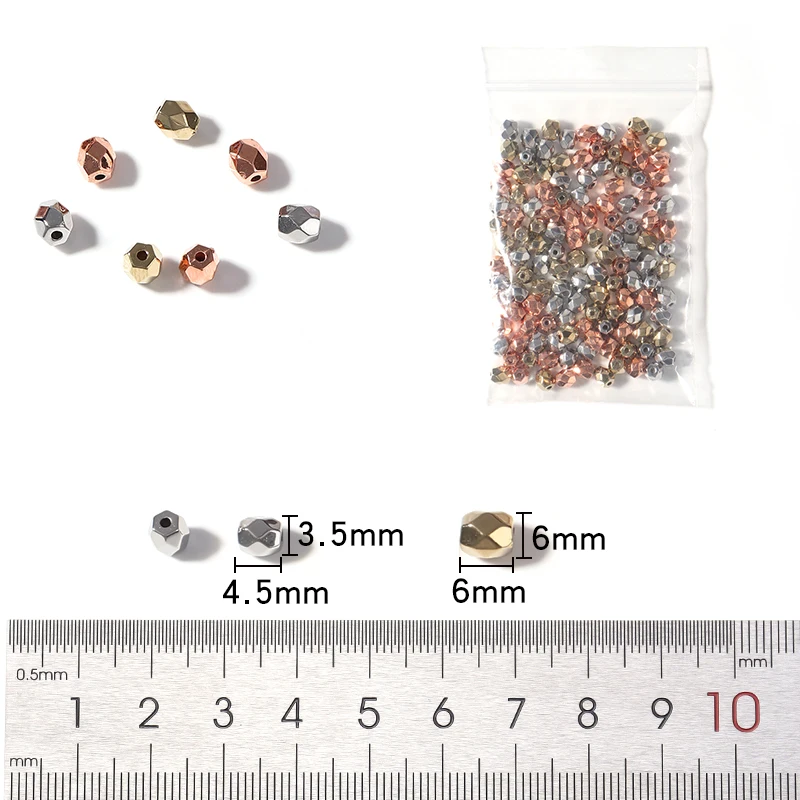 100Pcs Gold Silvers color CCB Spacer Beads Faceted With Long Corner Beads For Jewelry Making Handmade Diy Necklace Bracelet