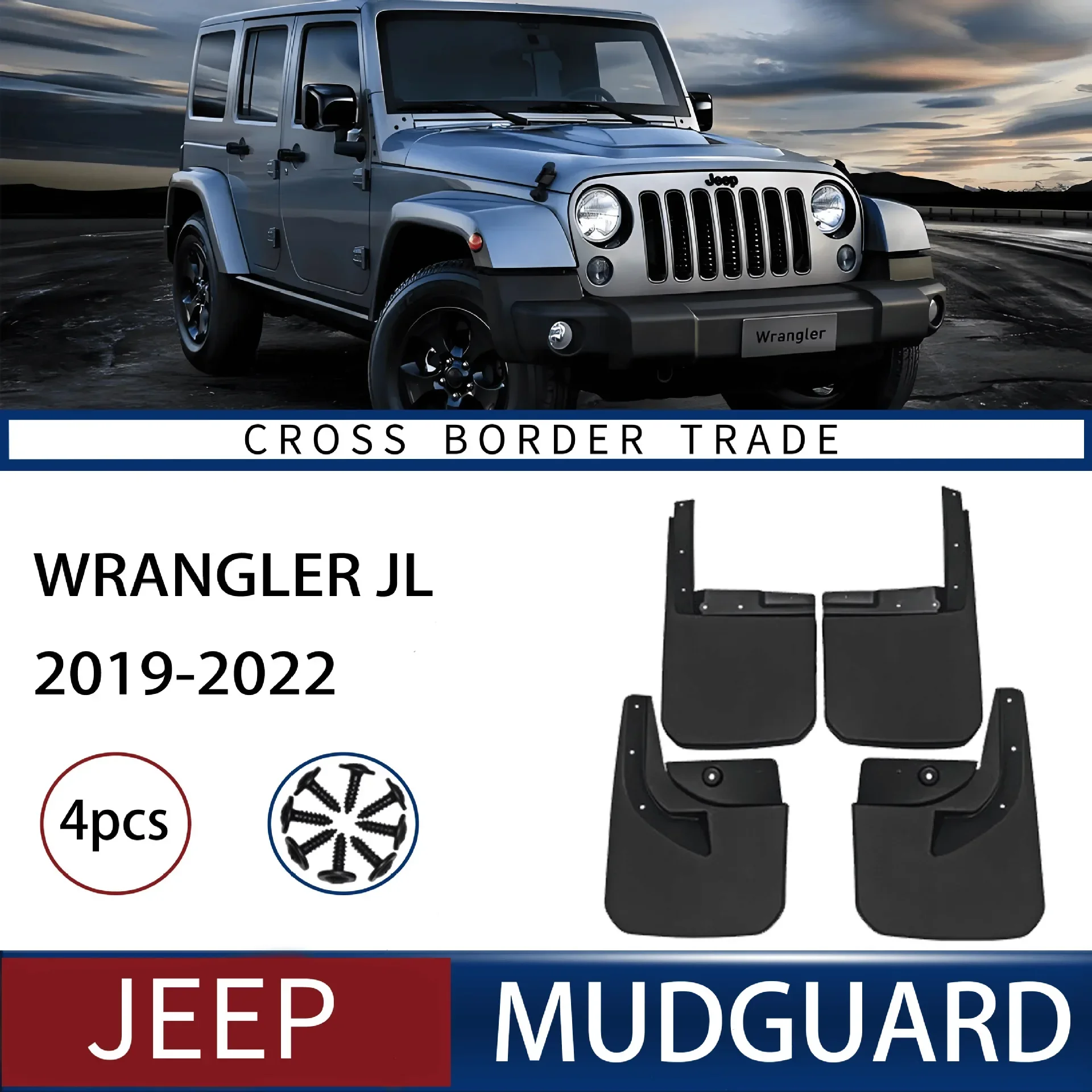 

FOR jeep Wrangler JL 2019-2022 Car Molded Mud Flaps Splash Guards Mudguards Front Rear Styling Front Rear Car Accessories