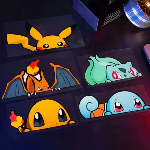 Anime Stickers Pocket Monster Pikachu car sticker Funny Charizard Squirtle Car Motorcycle Cartoon Cute Decorative label
