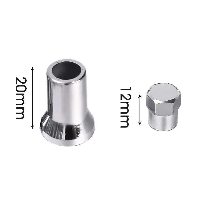 Chrome Plated Snap-on Car Truck Tire Tire Valve Hexagonal Cap with Sleeve Cover Car Tire Wheel Universal Accessories