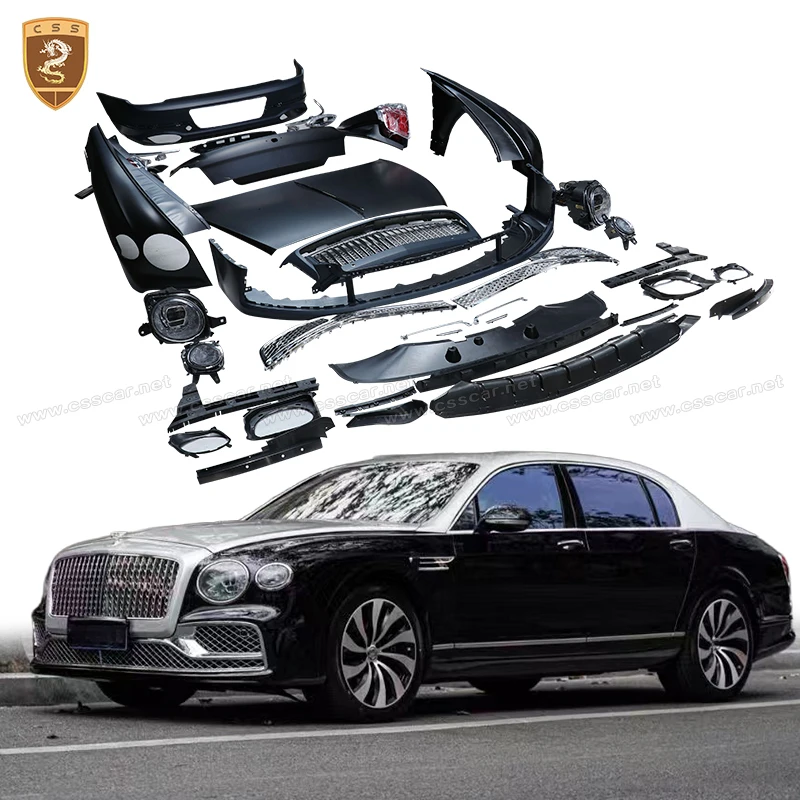 For Bentley Flying Spur Upgrade New 2022-2024 Car Front Rear Bumper Hood Cover Grille Wheel Fender Mudguard PP Plastic Bodykit