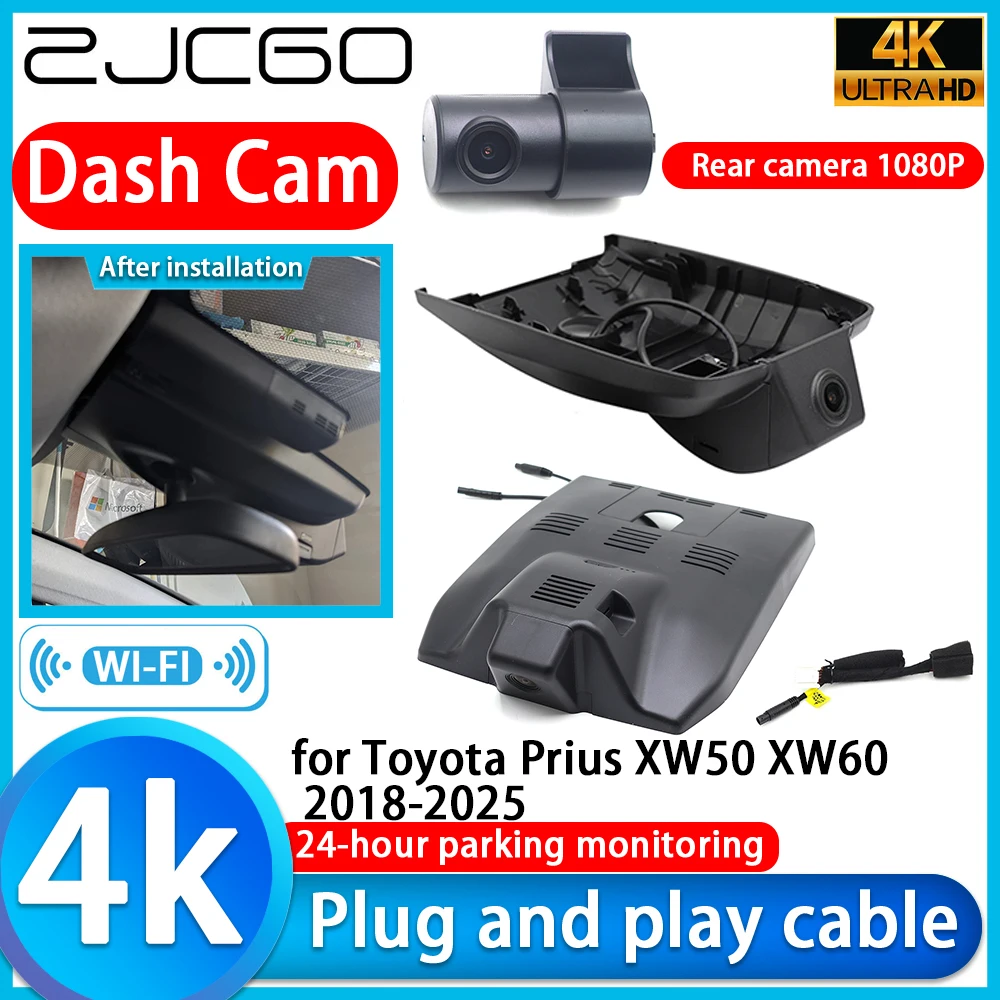 ZJCGO for Toyota Prius XW50 XW60 2018-2025 4K DVR Dash Cam Car Camera 2160P UHD Lens 24h Monitor Video Recorder Recording