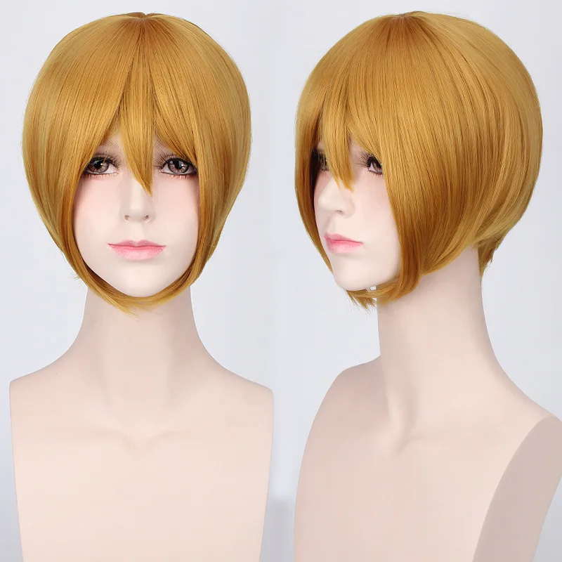 30cm Short Bob Cartoon Cosplay Wigs Men Women Party High Temperature Synthetic Hair Costumes for Halloween Wig+Free Wig Cap image 5