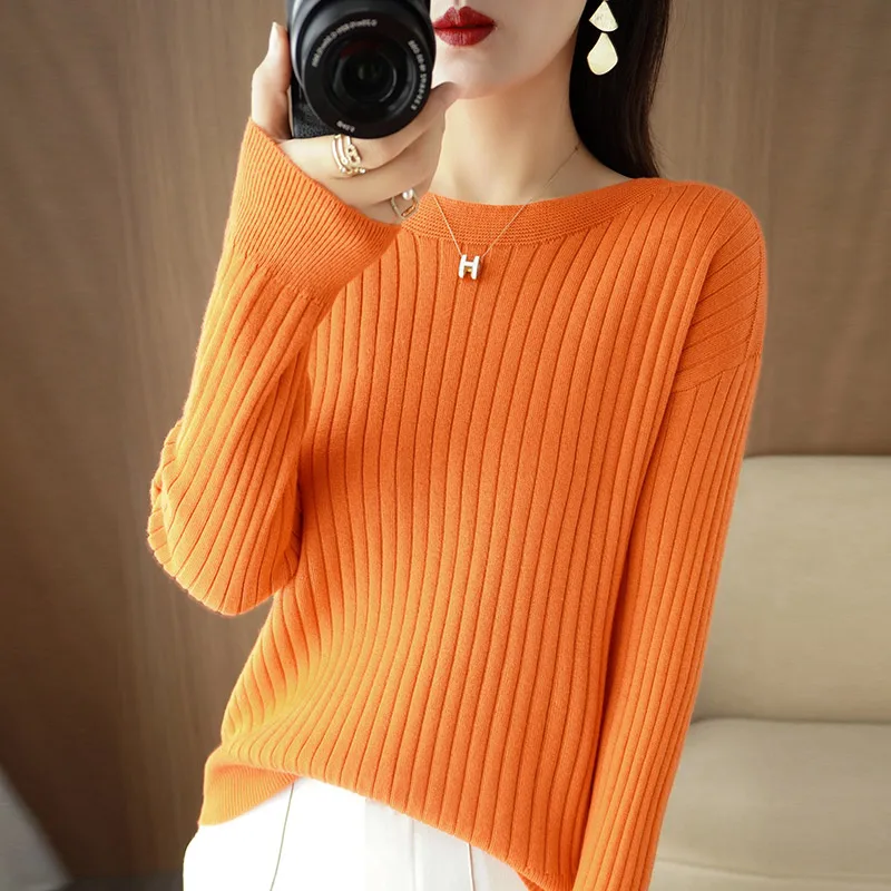 Women Pullover Wool Sweater 2023 New O-Neck Elasticity Sweater Female Warm Soft Basic Jumper Solid Slim Pull Femme Girl Clothes