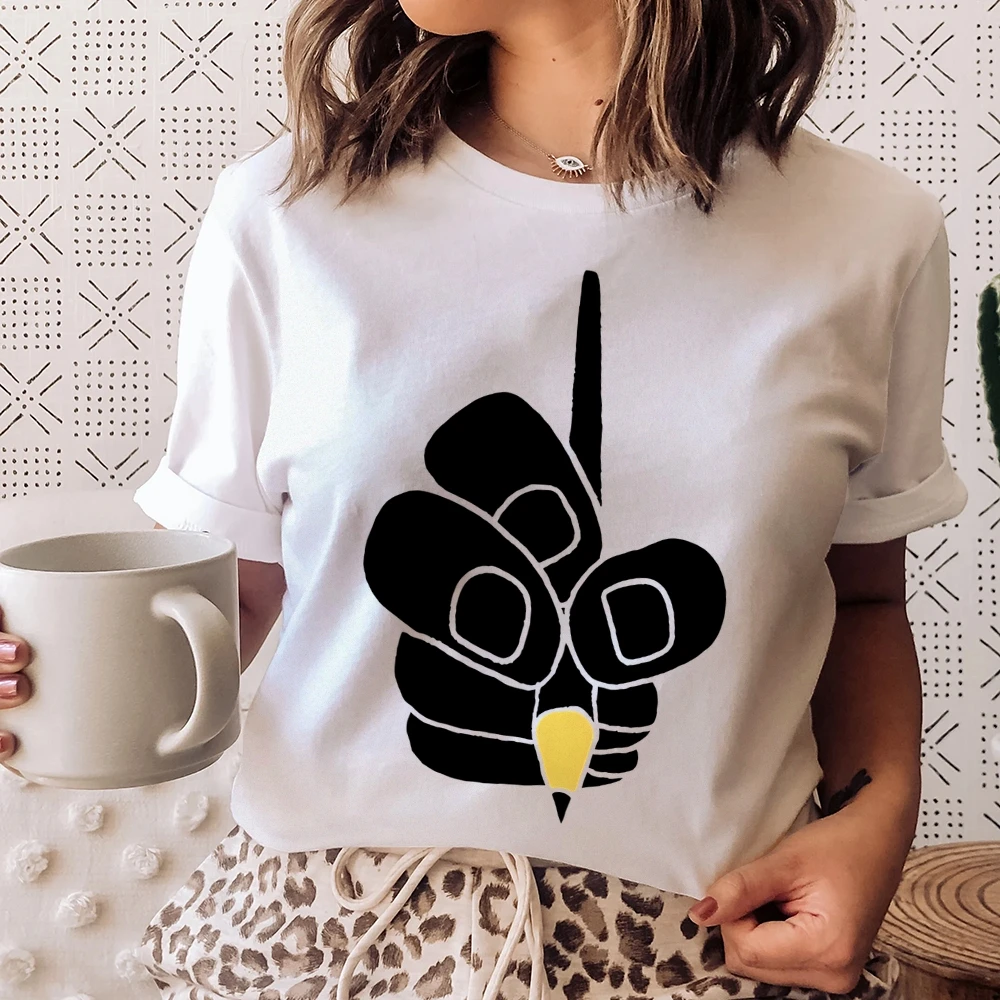 Y2K Graphic Tees Pencil Hand Tee 100% Cotton, High-Quality Oversize White Tee Artistic Pencil Holding Hand Casual Y2K Vibe