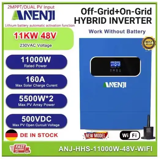 11KW 6.2KW 48V Hybrid Solar Inverter MPPT 230VAC Pure Sine Wave On Grid Photovoltaic Inversor 160A 120A Solar Controller PV NEW