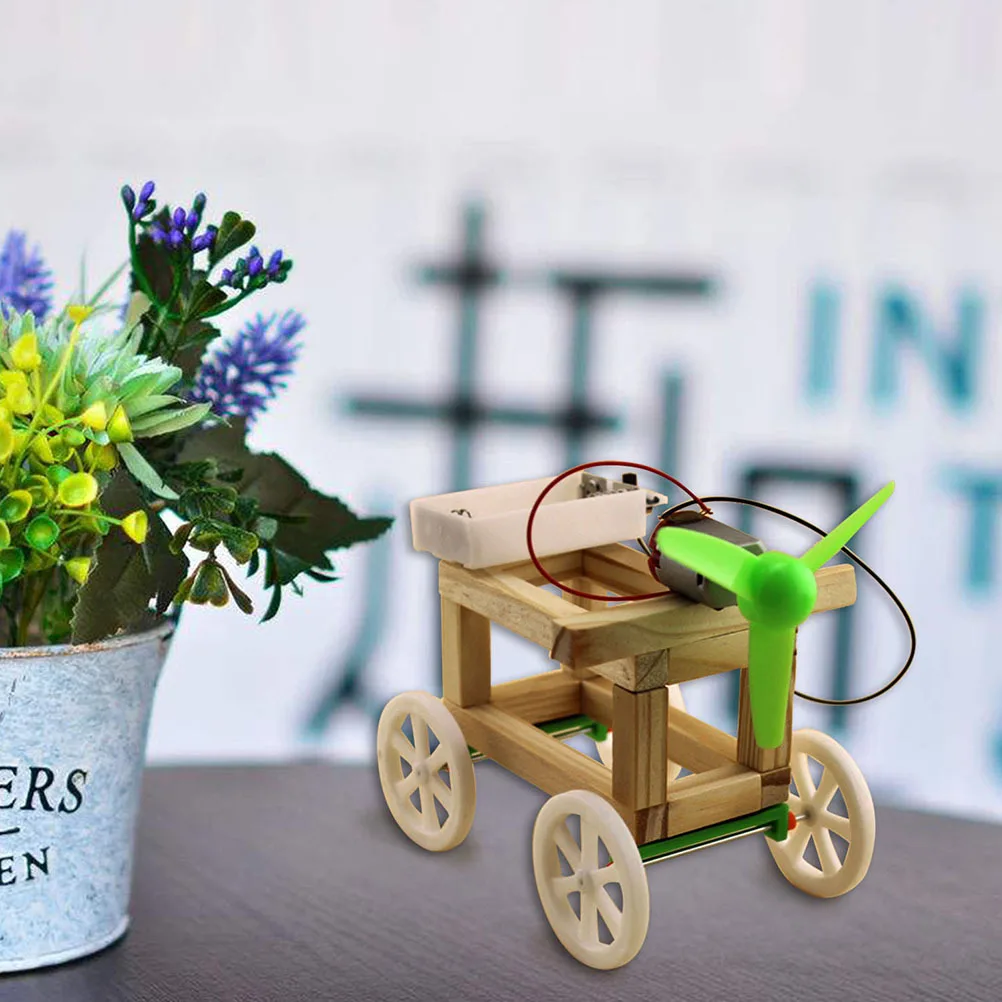 Windbetriebenes Diy-Kit für Kinder, Holzmontage, Auto, pädagogische Wissenschaft, Holzmontage, Stiel, Gebäude, Experimentiergadget