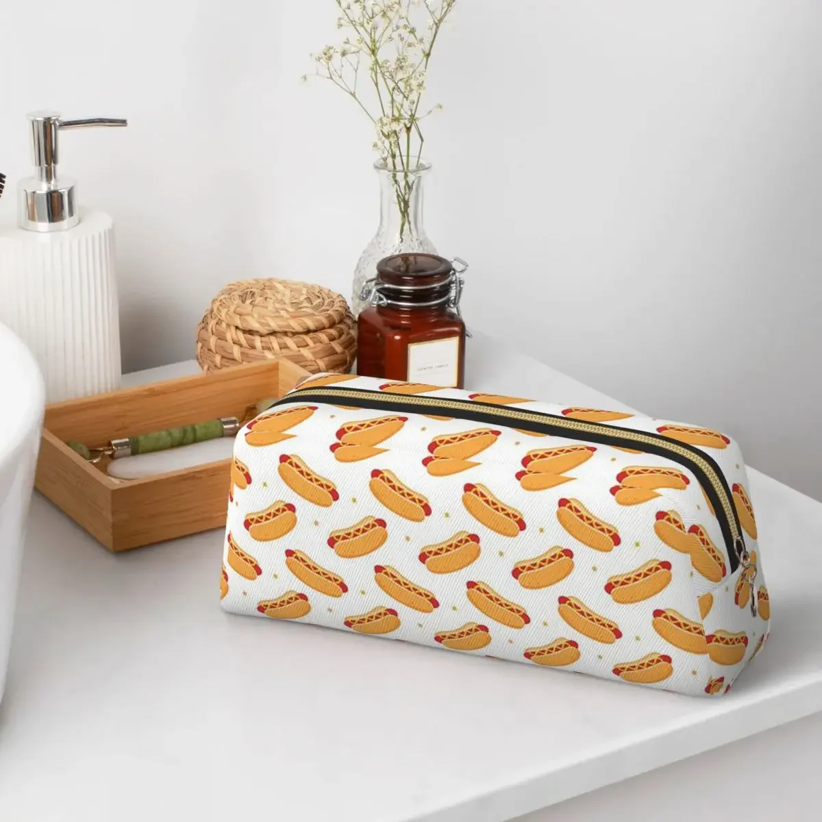 Hot Dog Food Delicious Pattern Pencil Case Pen Holder Cylinder Pen Box Pencil Bag for Boy Girl School