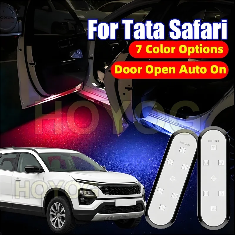 Fit for Tata Safari 2021-2026 USB Rechargeable Wireless LED Car Door Light featuring a Magnetic Sensor