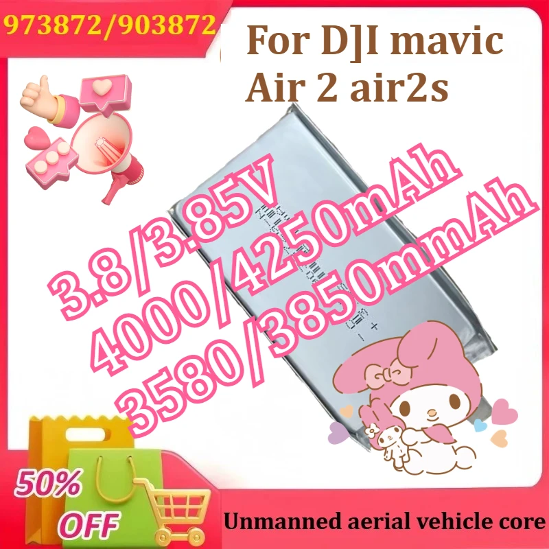 

New for DJI Mavic Air 2 Air2s 3.8/3.85V 973872 4000/4250mAh 903872 3580/3850mmAh Battery Cell