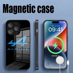 Alpine Tricolor French Flag Phone Case Tempered Glass For IPhone 16 15 14 13 12 Pro Max Plus Magnetic charging phone case