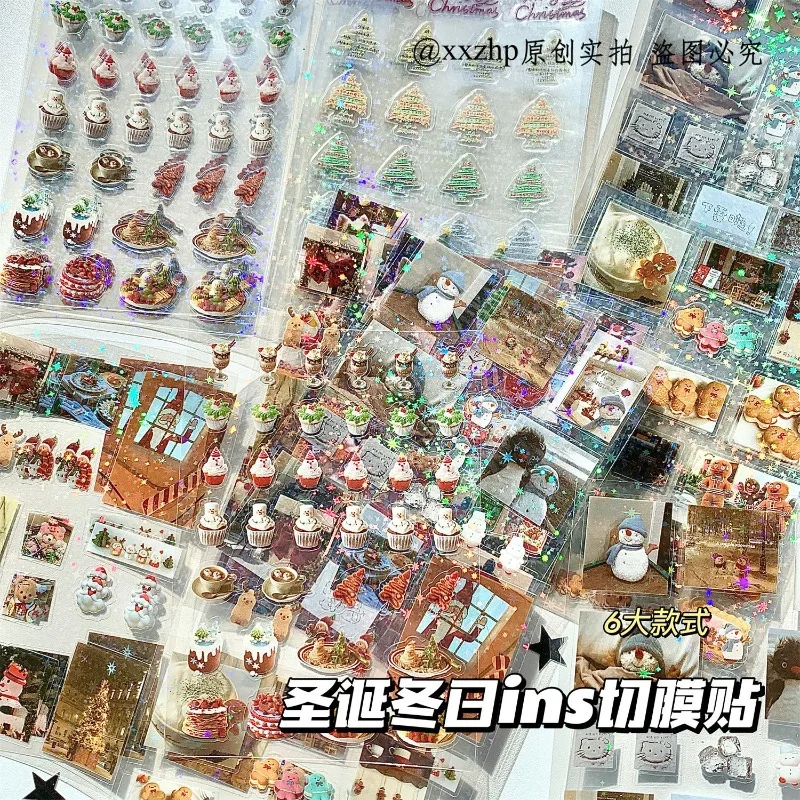 10Sheets Vintage Stamps Stickers Aesthetics Christmas Decorative Stickers for Notebooks Journal Stationery Art Supplies
