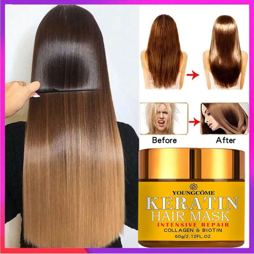 Biotina Cabelo Reparos Máscara Capilar, Tratamento De Queratina De Colágeno, Condicionador De Cabelo, Óleo Essencial, Nutritivo Para Secos E