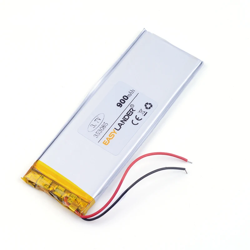 3.7V 353085   Batería recargable de polímero de litio Li-ion de 900mAh para Mp3 DVD PAD teléfono tableta pc banco de energía