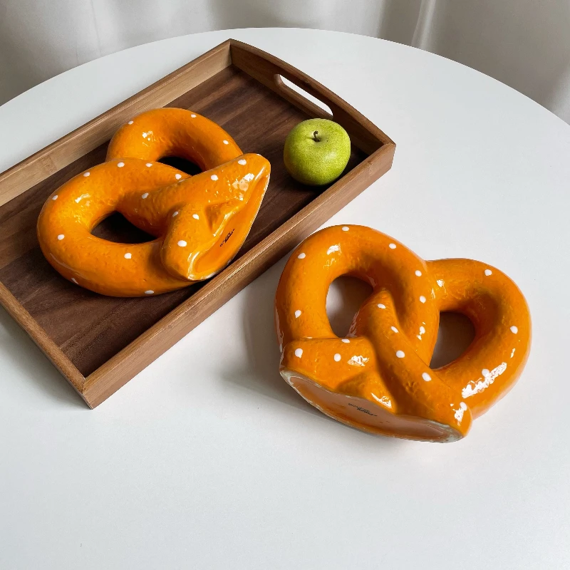 Creative Alkali Water Bread Knot Ceramic Vase Simulation Bread Ornament Fun Home Desktop Flower Arrangement Decoration Ornament