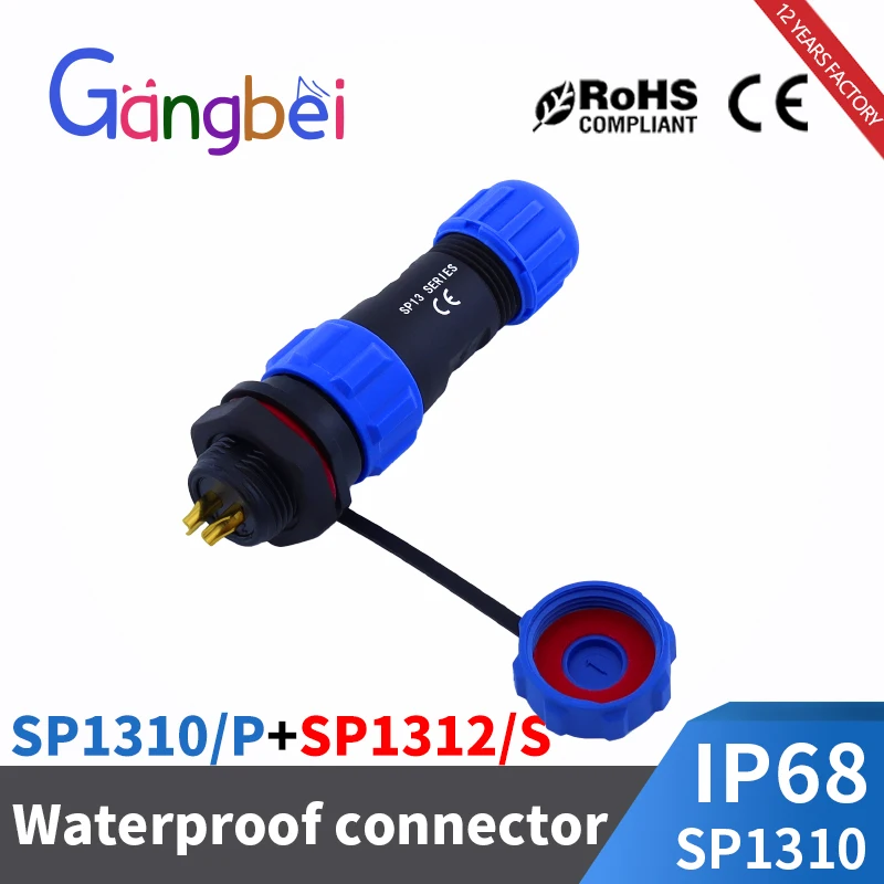 

SP13 IP68 waterproof connector male plug & female socket 2/3/4/5/6/7/9 pin panel Mount wire cable connector aviation plug GBDQA