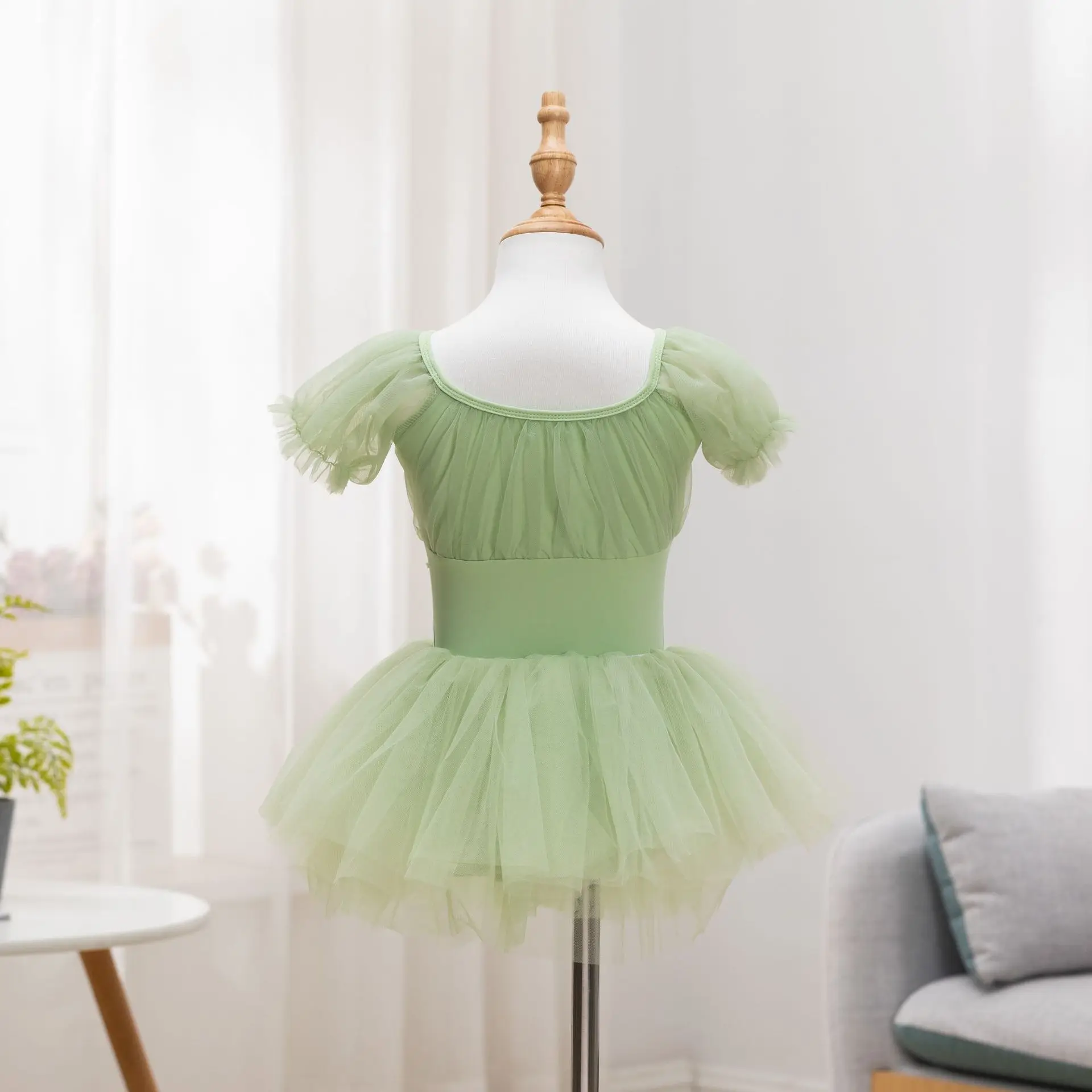 green princess tutu Ballet woman leotards Girl clothing mesh bodysuit women Dance wear ballet tutu Chiffon skirt Line dance