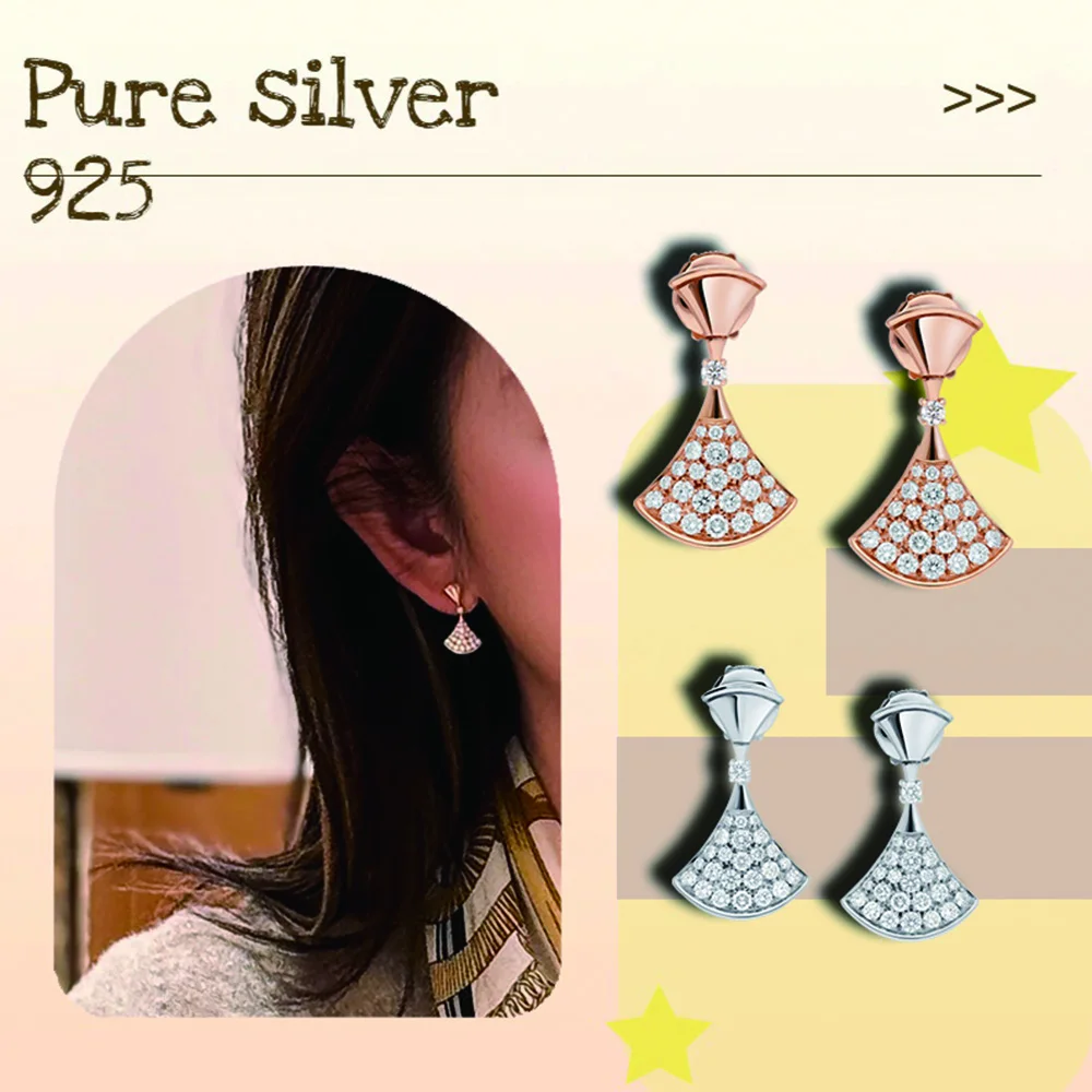 

Classic, gorgeous, and dazzling zircon dress with pure silver ear studs S925 women's earrings anniversary gift