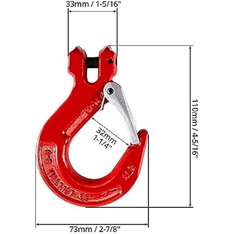 Крюк Clevis с защелкой, 4 шт., 5/16 дюймов, ограничение нагрузки 2470 фунтов, легированная сталь класса 80, прочный, простая установка, простота в использовании