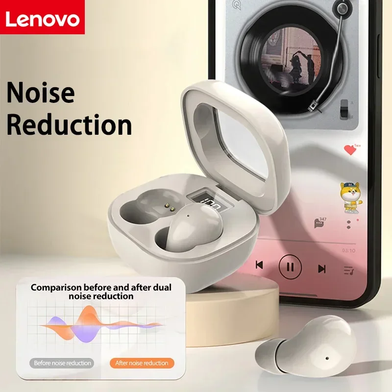 سماعات لينوفو ميني غير مرئية بلوتوث 5.3 سماعة لاسلكية تعمل بالبلوتوث سماعات HIFI ستيريو للحد من الضوضاء مع ميكروفونات #4