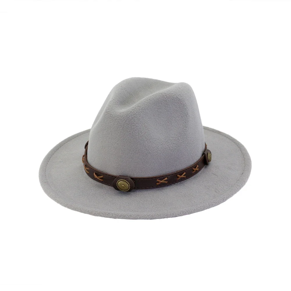 SHOWERSMILE-Chapeau Fedora pour Homme et Femme, Chapeau en Feutre Trilby avec Ceinture en Cuir, Chapeaux Jazz Vintage à Large Bord, Casquette Rétro, Nouveau Design, Marine