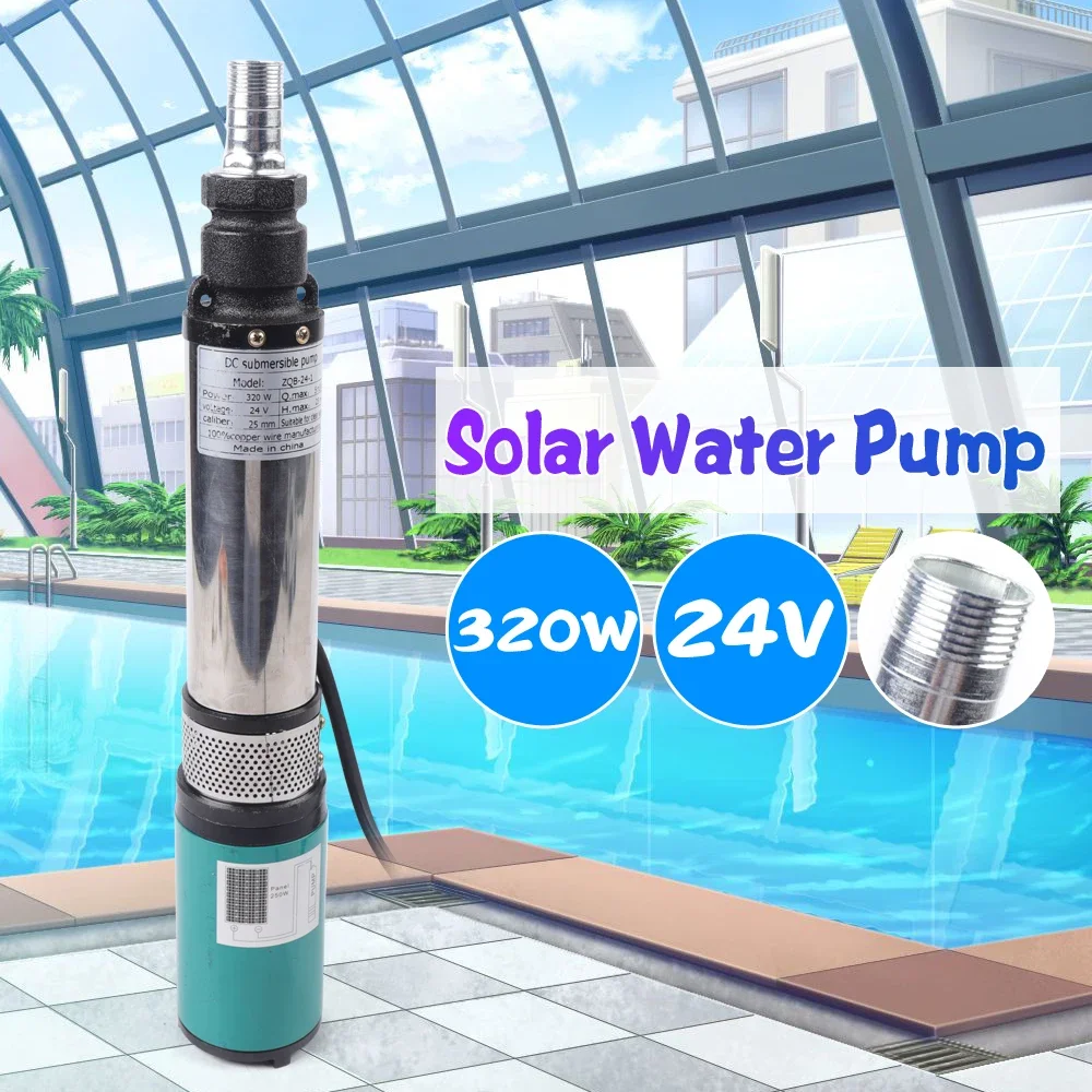 Electric Solar Powered Water Pump, 320W Deep Well Submersible Pump, Farm Ranch Irrigation Submersible Bore Hole Deep Well Pump