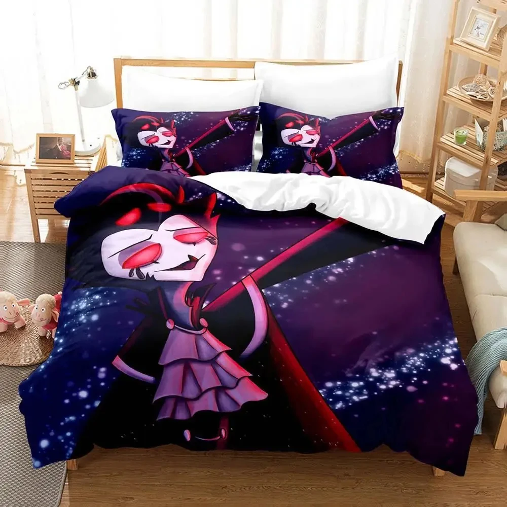 Imagem -06 - Conjunto de Cama Chefe do Hotel Helluva Hazbin para Meninos e Meninas Estilo Anime Gêmeo Queen Size Capa de Edredão Fronha Cama Crianças Adulto